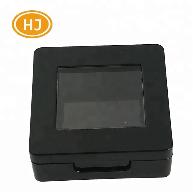 Empty cosmetic container single pan transparent window black eyeshadow palette case