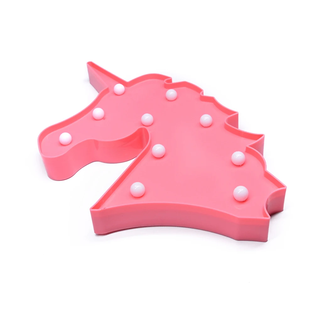 Hot Sales Holiday Gifts Lamp Pink Unicorn Shaped Popular Battery Operated Led Night Light For Home Decoration Sign