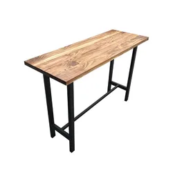 metal leg wood top big furniture antique design industrial bar table