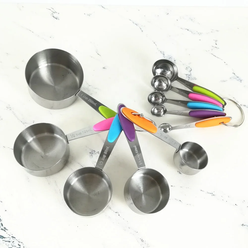 Set of 10 Baking Measuring Cups Spoons Set - Wildone Stainless Steel Cups and Magnetic Measuring Spoons Set
