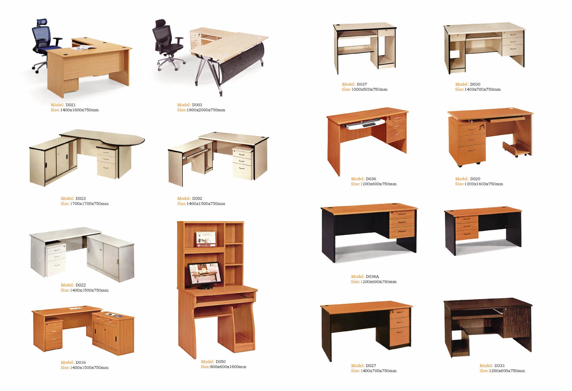 
Classic simple wooden office/study computer table chair three drawers computer desk 