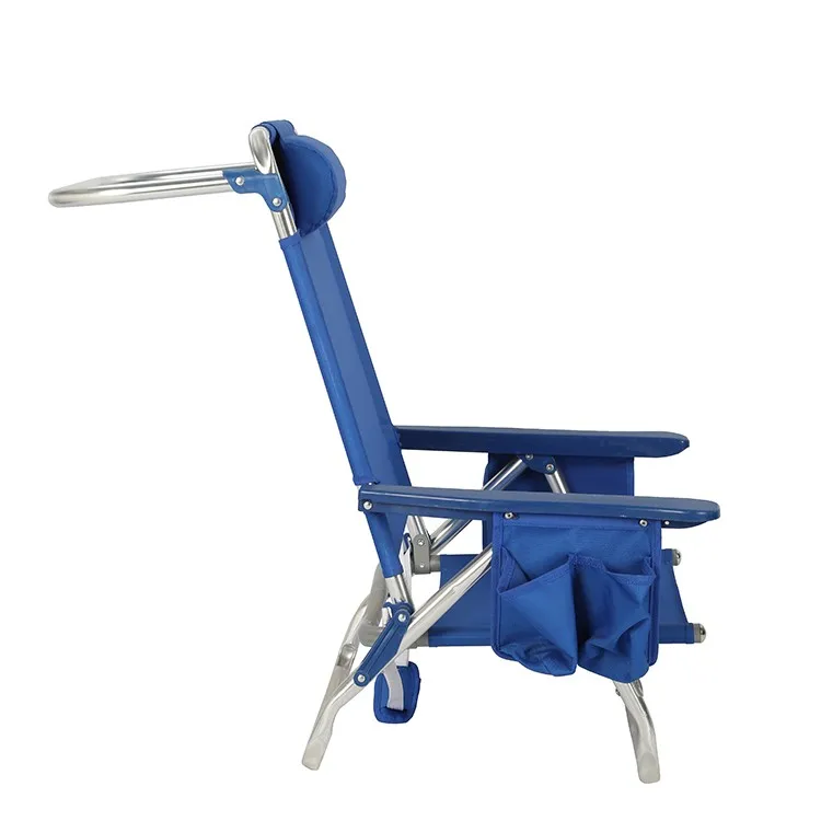 Beach Backpack Aluminium Folding Chaise Camping Picnic Lounge Chair with Cooler Pouch