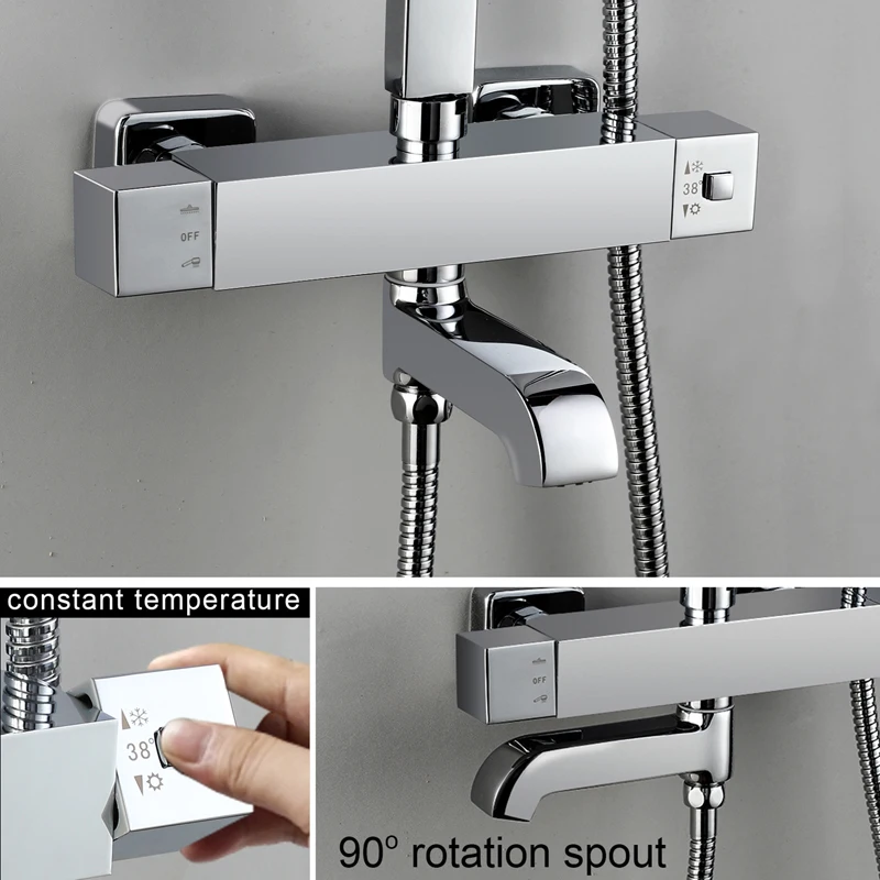 Bathroom Thermostatic Multi-Function Air Injection Shower Head Shower Set