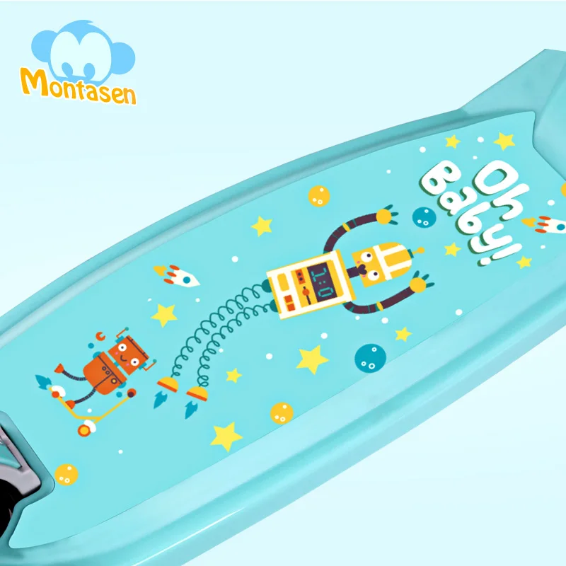 
Montasen M8003 Hot Sale Plastic Flashing Wheels Foldable Stable Gravity Steering 3 Wheels Scooter Child Scooter 