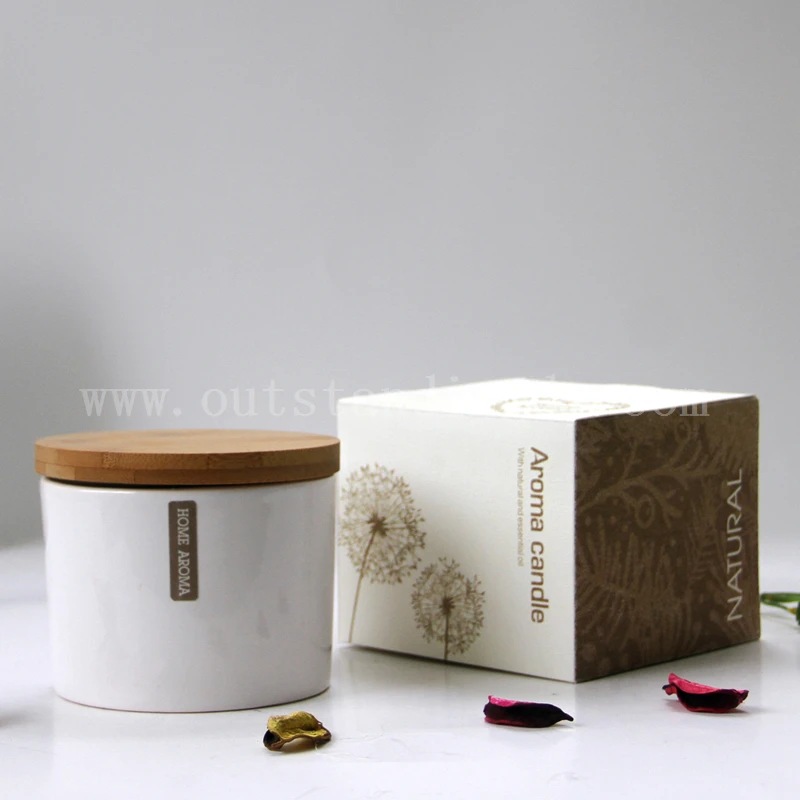 Wholesale White Glass Scented Candle In China Ceramic jar With Lid  Nice Candle Box