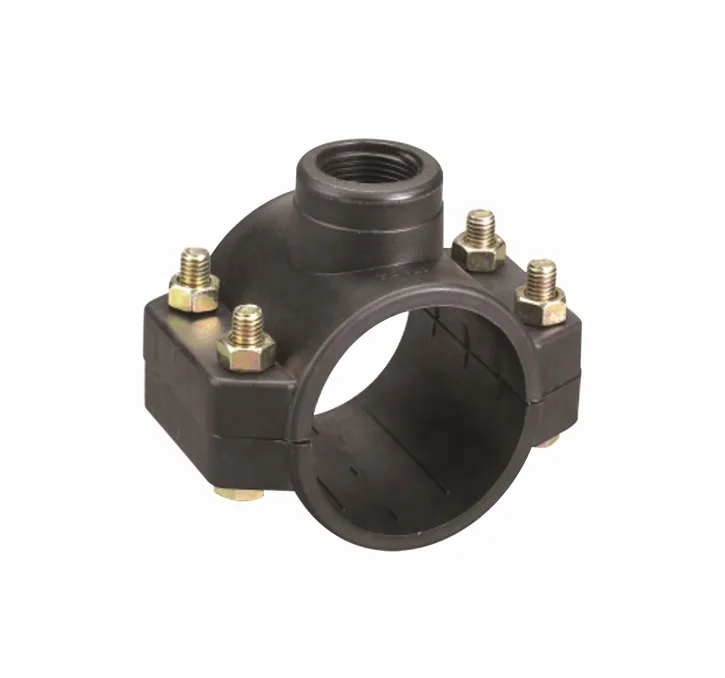Promotional sale 20-110mm PE Pipe Fitting 4 Screws PE Clamp Plastic PE Saddle Clamp