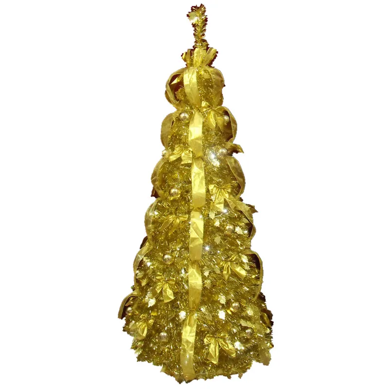 Украшенная новогодняя елка вверх дном, декоративное внутреннее освещение, Рождественская елка