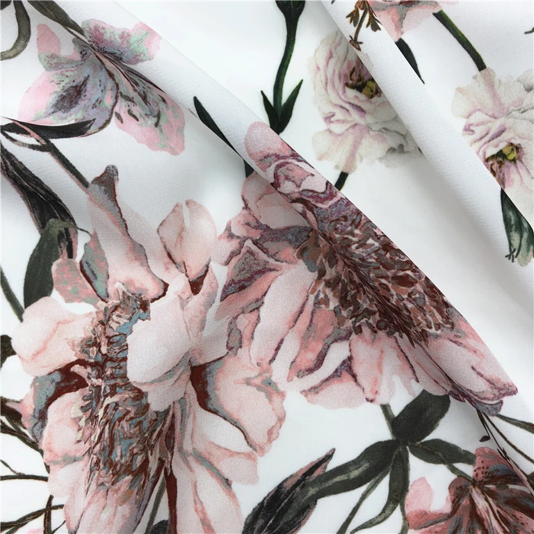 Suppliers High Quality 100 Polyester Satin Digital Printed Crepe Chiffon Brushed Fabric