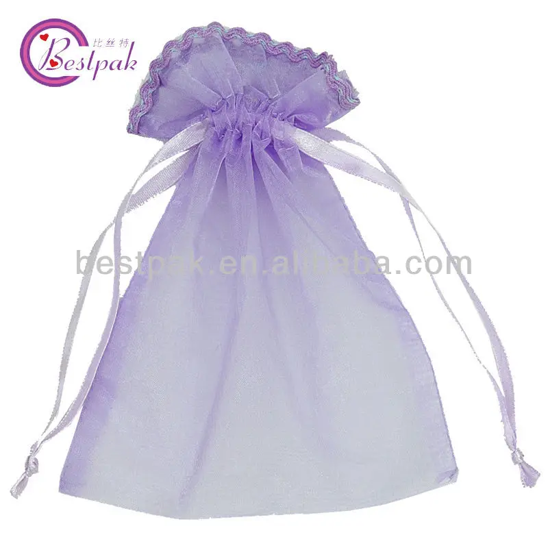
purple organza packing drawstring bags 