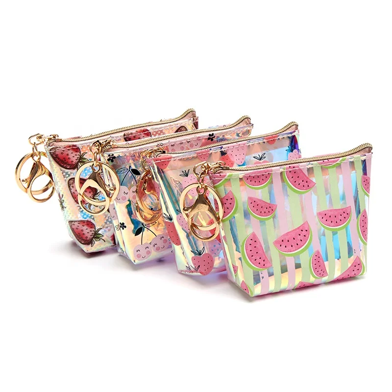 Factory Price Shiny Holographic Zipper Around Wallet Clutch Purse Laser Card Holder Coin Purse