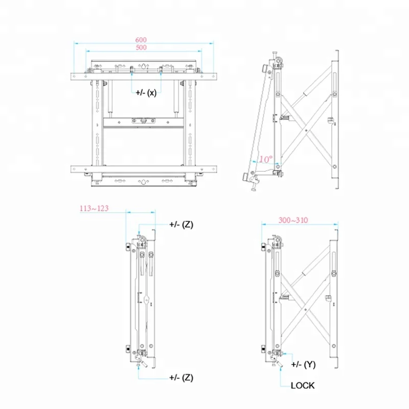 Professional Micro Adjustable Modular Design Video Wall Bracket TV For VESA 600X400mm