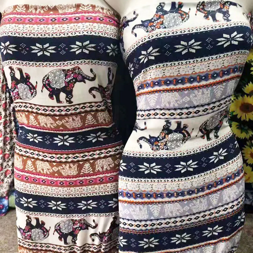 fashion factory price challis elephant print rayon fabric for dress