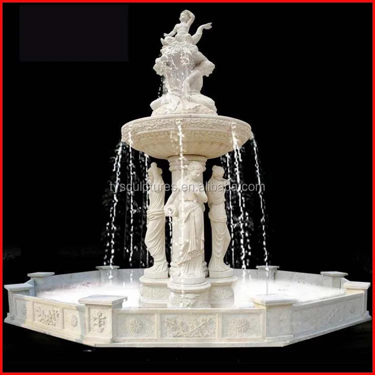 White marble garden female statue fountain stone life size lady water fountains