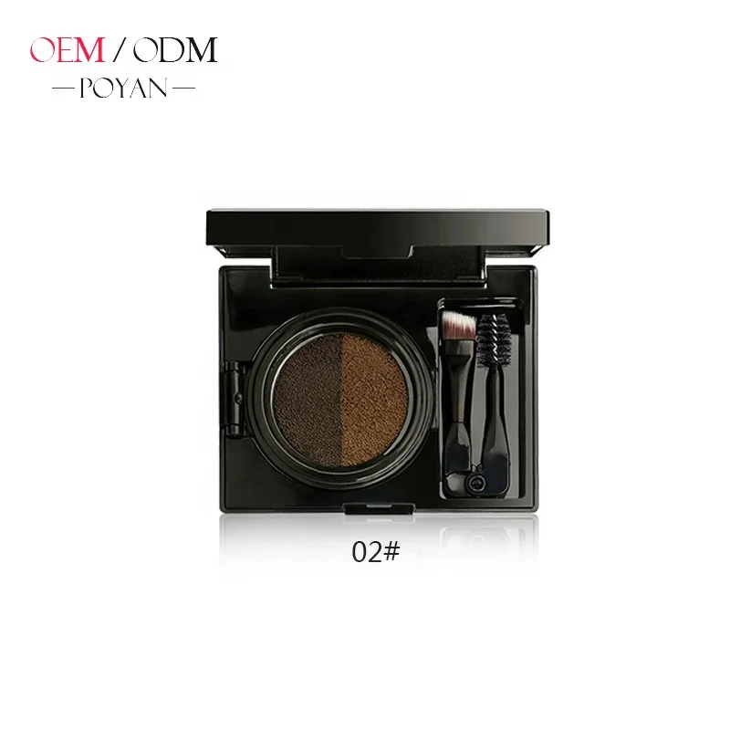 OEM makeup air cushion 2 color eyebrow with brush mirror
