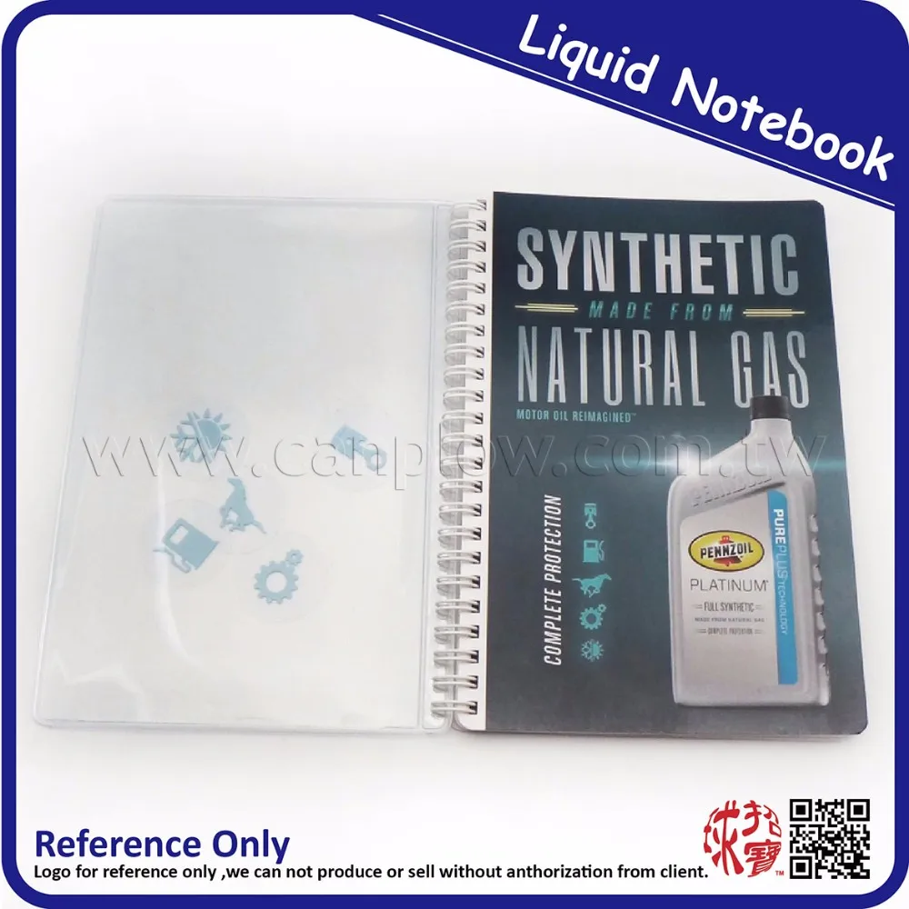 Promotional PVC 3D Liquid floater cover travel notebook