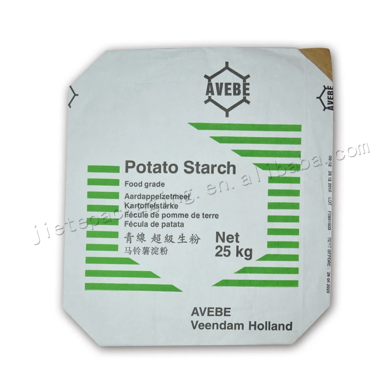 Stand up white kraft paper flour bag for potato starch, corn wheat flour,green bean powder