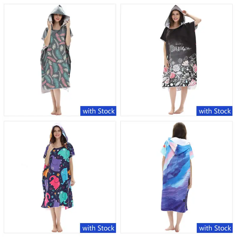 Leisure Daily Use Original Design Large Printed China Supplier Best Quality Private Custom Adult Poncho Hooded Towel