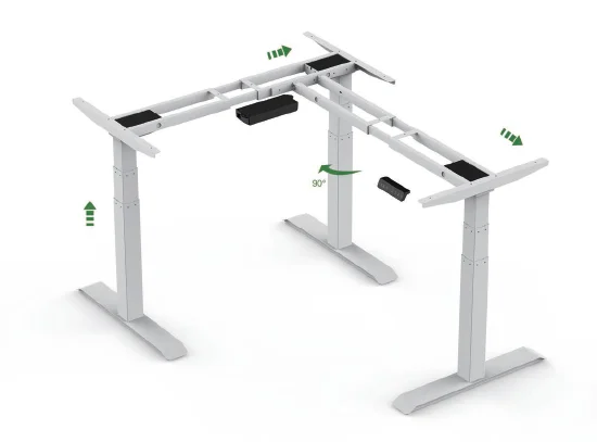 Threel motors three sections 640-1290mm L shape electric height adjustable sit standing up desk