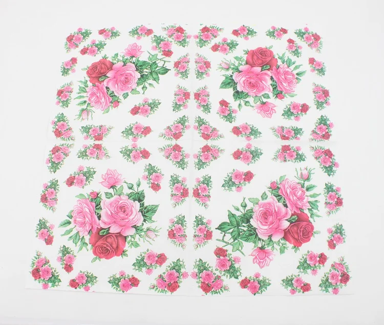 Pink Rose Paper Napkins Floral Festive & Party Tissue Dinner Serviette Guardanapo 33cm*33cm
