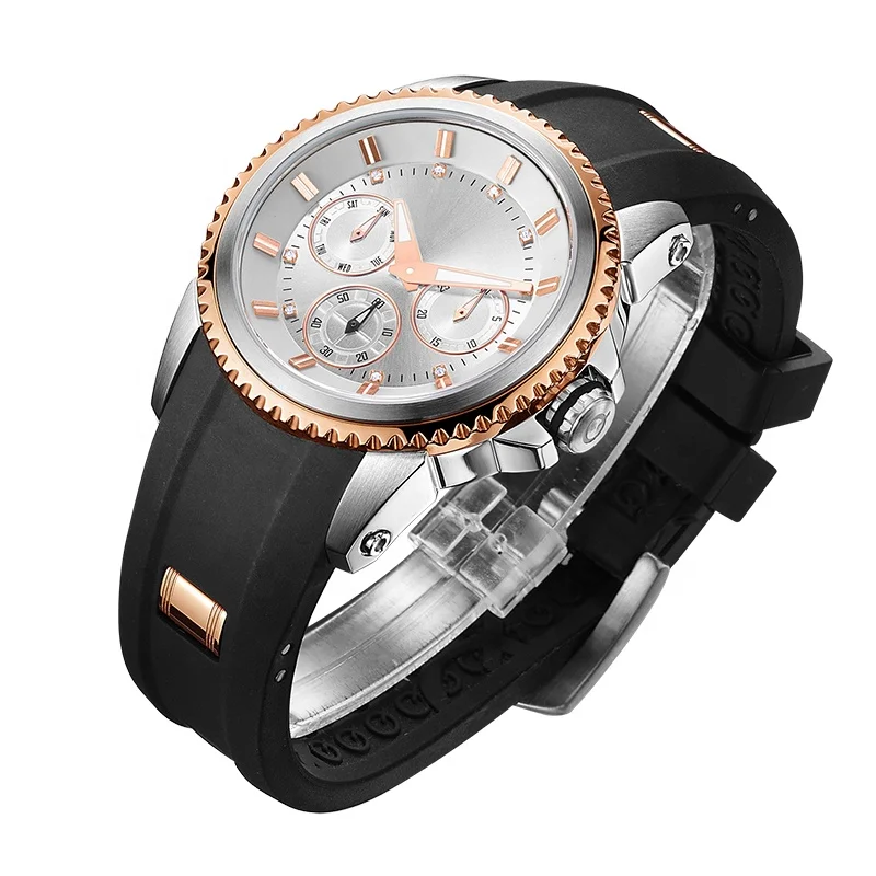new designer watch silicone wristwatch 3eyes decoration quartz watch fashion steel ladies wrist watch
