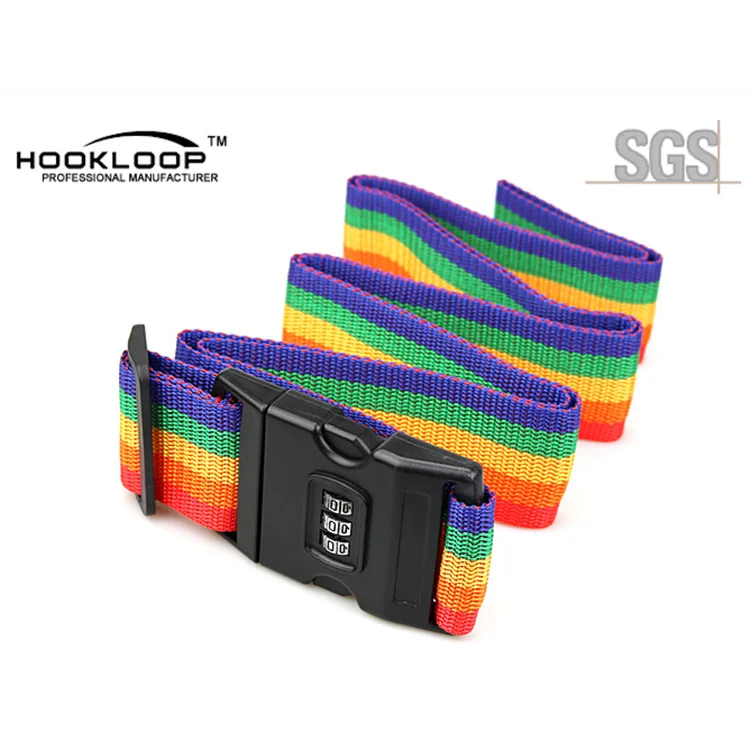 Customized Size And Colors Heavy Duty Adjustable Fastener Luggage Strap Locks With Password Lock