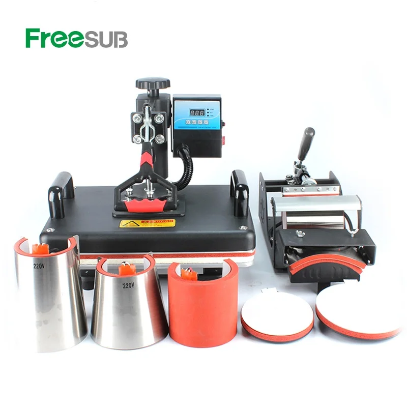 Freesub good quality 8 in1 combo heat press machine t-shirt printing machine tshirt sublimation machine
