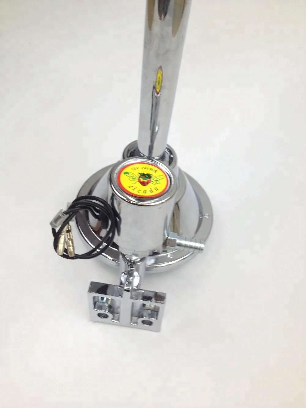 Single Chrome Plated Train Air Horn with Weather Protection Cover 12V/24V, Ideal for Truck Semi,Rv,Boat