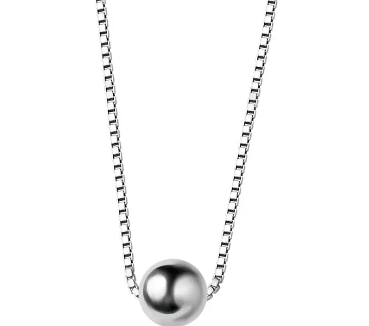 
SN104-014 Halo women 925 sterling silver simple single 4mm beads box chain choker necklace 