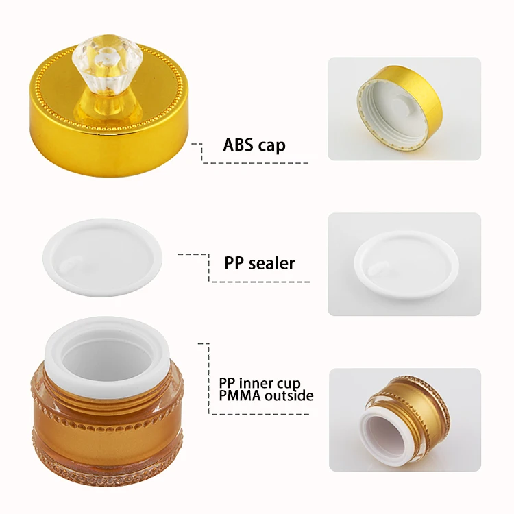 
Hengsheng factory supply wholesale 5g 8g 10g acrylic sample jar for personal care with diamond-shape lid 