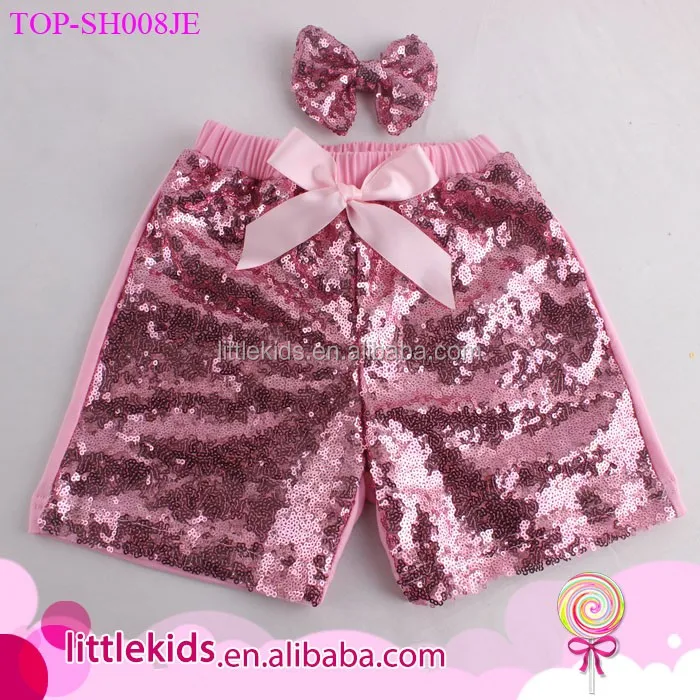 Shiny Summer Bow Sequin Shorts Little Girls Sparkling Shorts Wholesale Newborn Baby Sequin Shorts