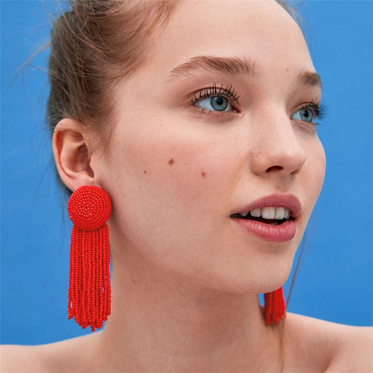 Kaimei 2018 Алибаба на испанском языке в богемном стиле ювелирные изделия народном из горного хрусталя многослойные семян бисера серьги с кисточками