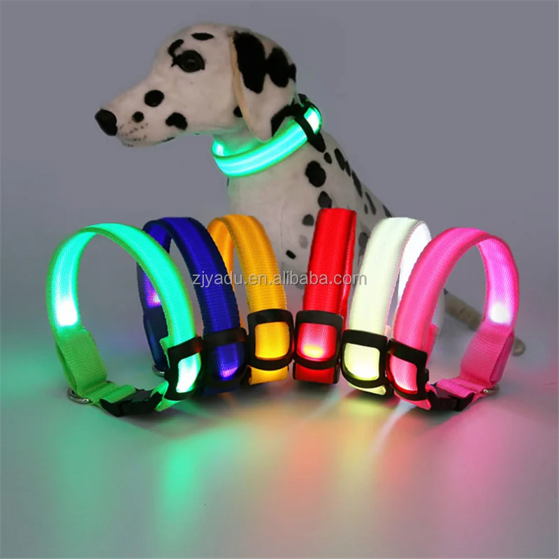 dog collar LED light flashing luminous cool fashion pets traction belt