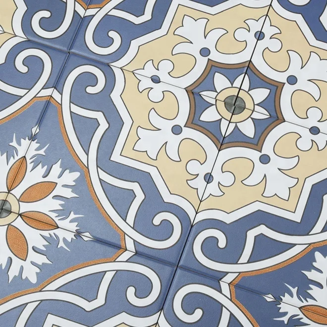 Decorative Moroccan Style 20x20 cm Hand Painted Floral Portuguese Encaustic Ceramic Tile