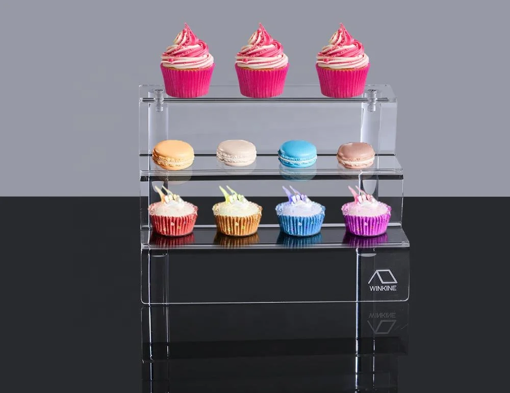 Acrylic Table Display Stand Transparent Acrylic Riser Display Shelf for Cupcake Toy and Cosmetics Custom Acrylic Display Rack