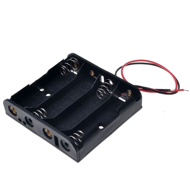 4 Slot AA Battery Storage Case Holder Storage Box Multi Purposes DIY 4*AA 6V Battery Holder With Lead Cables