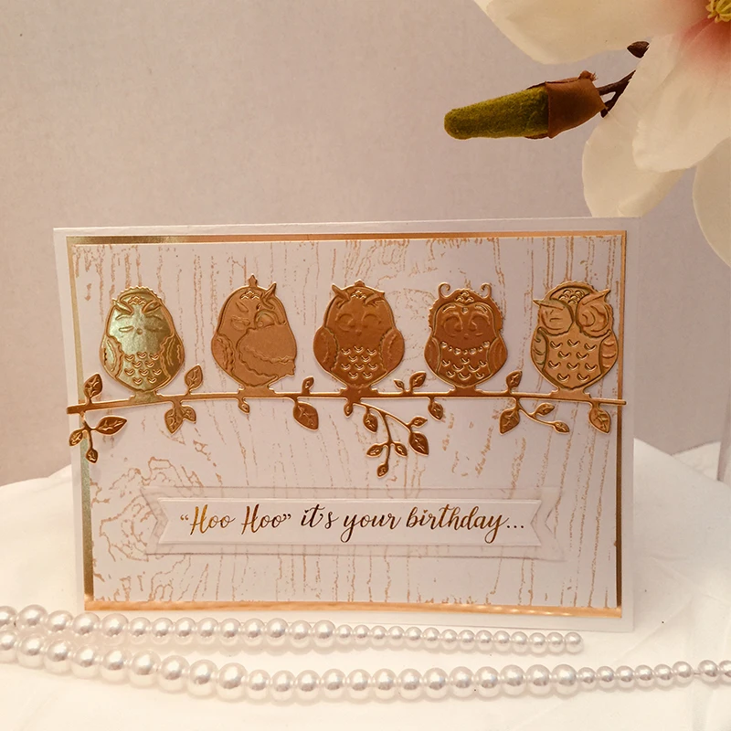 AAGU Cute Animal Bird Stand On The Tree Metal Carbon Christmas Party Decoration Die Cut Dies Paper Template Cutting Dies