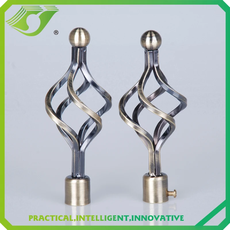 New Products Decorative Window Curtain Drapery Rod End Cap Iron Curtain Finials