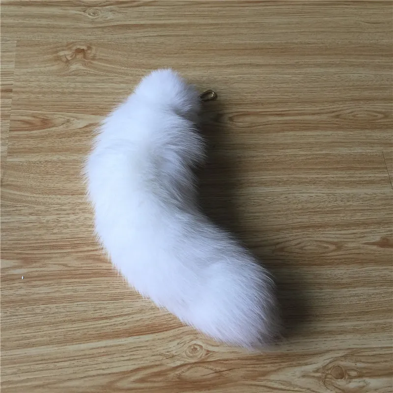 Real Fur Key Chain Fox Tail Fur Keychain White Fox Fur Tail