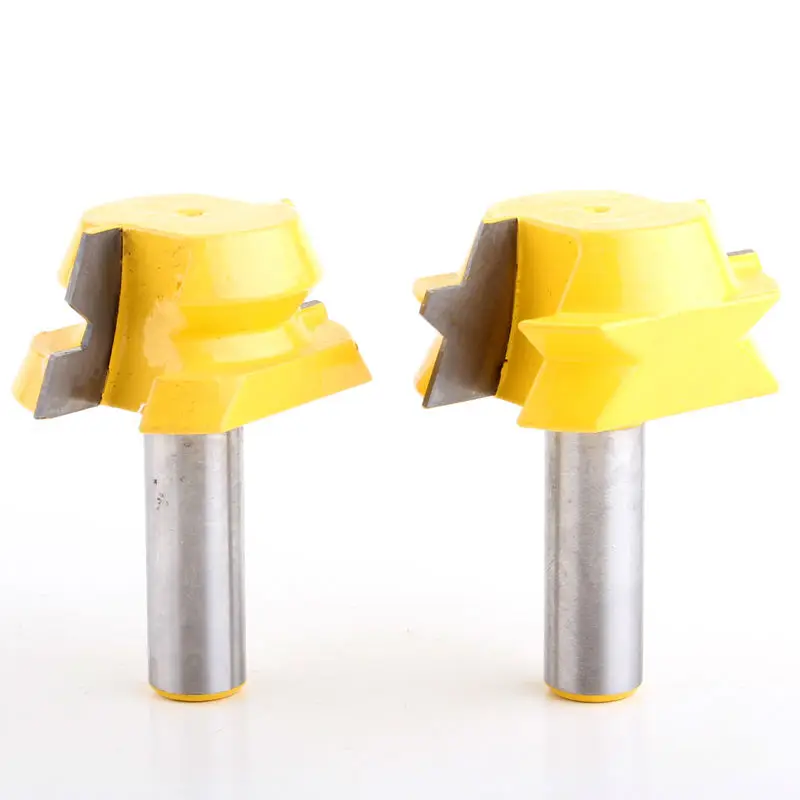 
2pc Lock Miter Router 22.5 Degree Glue Joinery Router Bit Set - 1/2