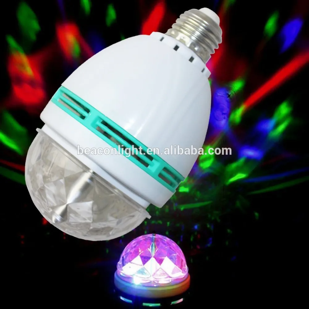 E27 3 Watt Triangle Bulbs RGB Color Changing Crystal Ball Effect DJ Disco Lamps LED Auto Rotating Stage Light for Party Clubs