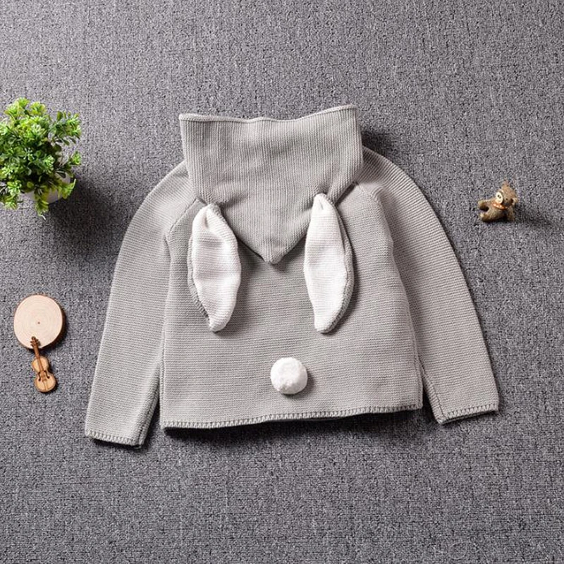 Baby Hoodies Cute Rabbit Ears Toddler Knitting Sweater