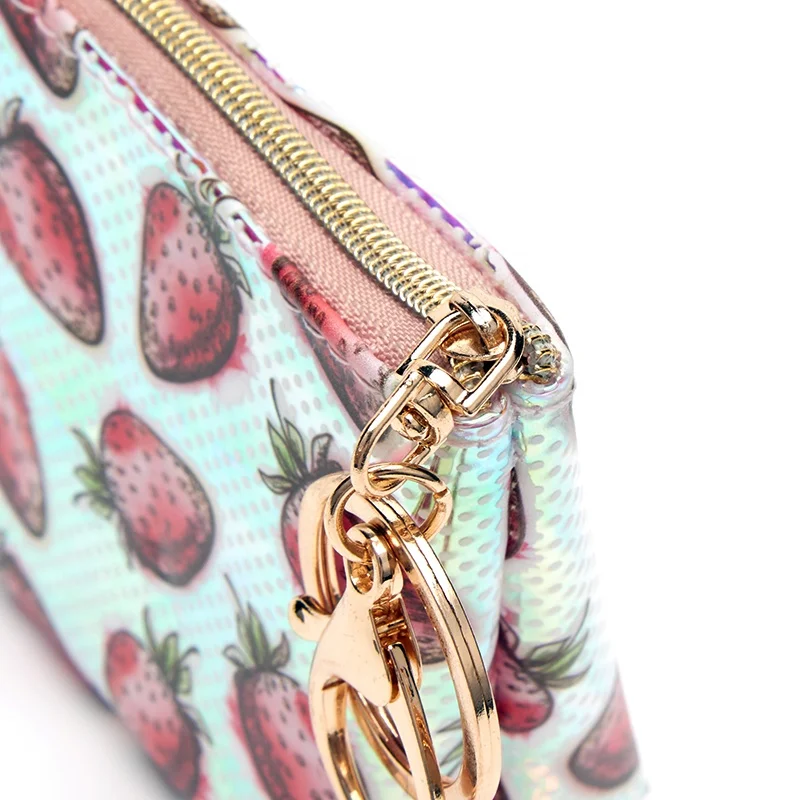 Factory Price Shiny Holographic Zipper Around Wallet Clutch Purse Laser Card Holder Coin Purse