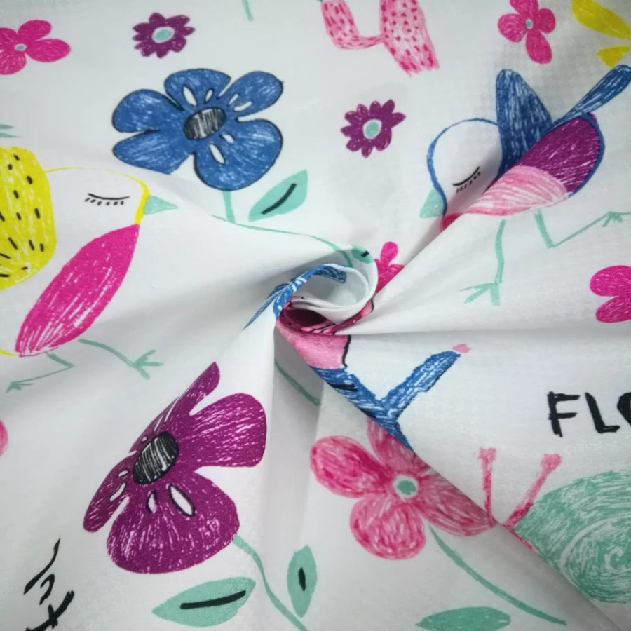 100% полиэстер жаккардовая эпонж ткань ПУ покрытие водоотталкивающий дышащий принт детский дождевик ткань