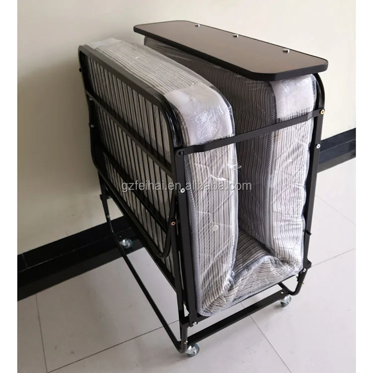 
Guest bed folding bed metal frame with spring mattress 