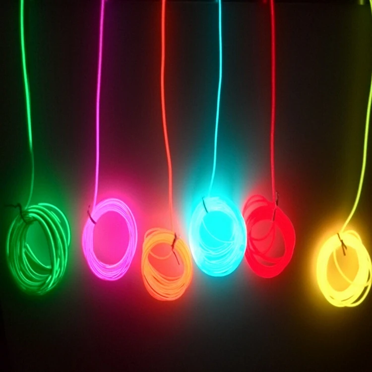 Неоновый светящийся провод rgb 3 м 2 мм с контроллером в инвертор для вечеринок