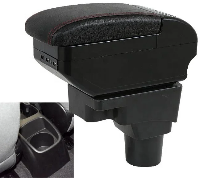 Hyun dai Accent Verna i10 arm rest armrest box console refitting accessories car Double Layer raised 7 USB Black perfect fit