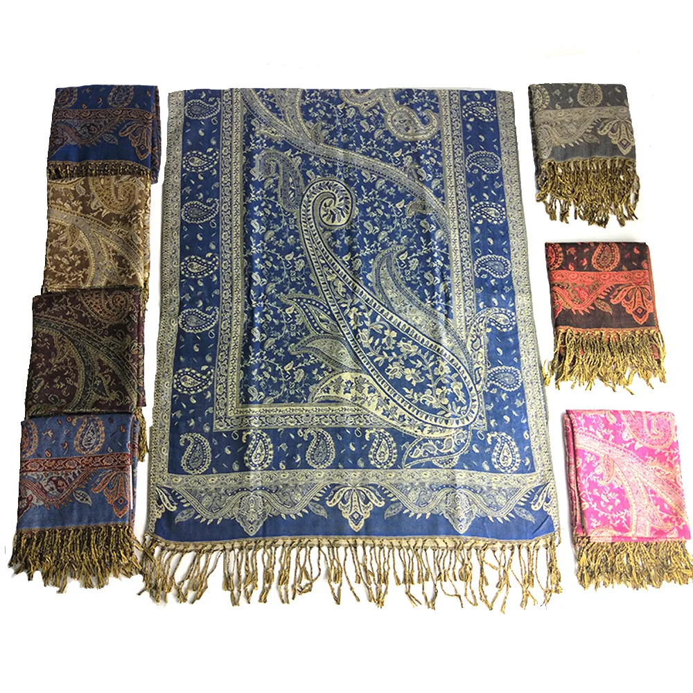 2023 fashionable lady pashmina scarf unique paisley with tassels shawl wholesale
