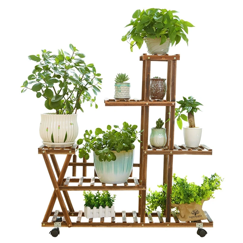 Wooden Plant Flower Display Stand Wood Pot Shelf Storage Rack Strong and Firm for Home and Garden