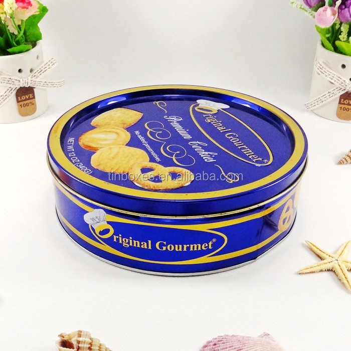 Cheap price good metal packaging biscuit gift round tin box OEM