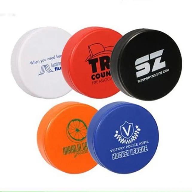custom logo printing PU foam stress ball ice hockey pucks